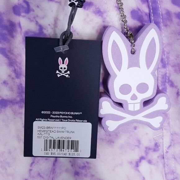 PSYCHO BUNNY Mens Swimwear XXL Purple Swim Trunks Hempstead Digital Lavender - Picture 2 of 11